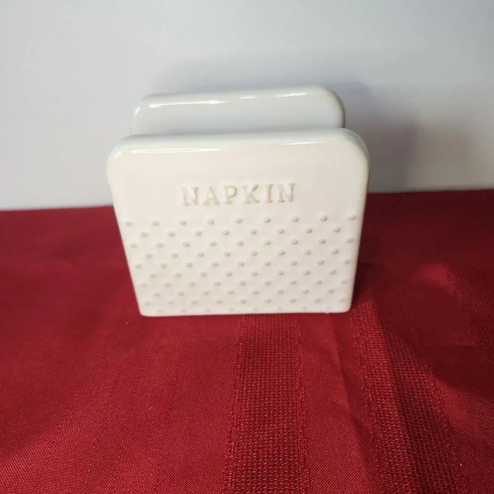 Better Homes & Gardens White Stoneware Ceramic Napkin Holder Dot Farmhouse